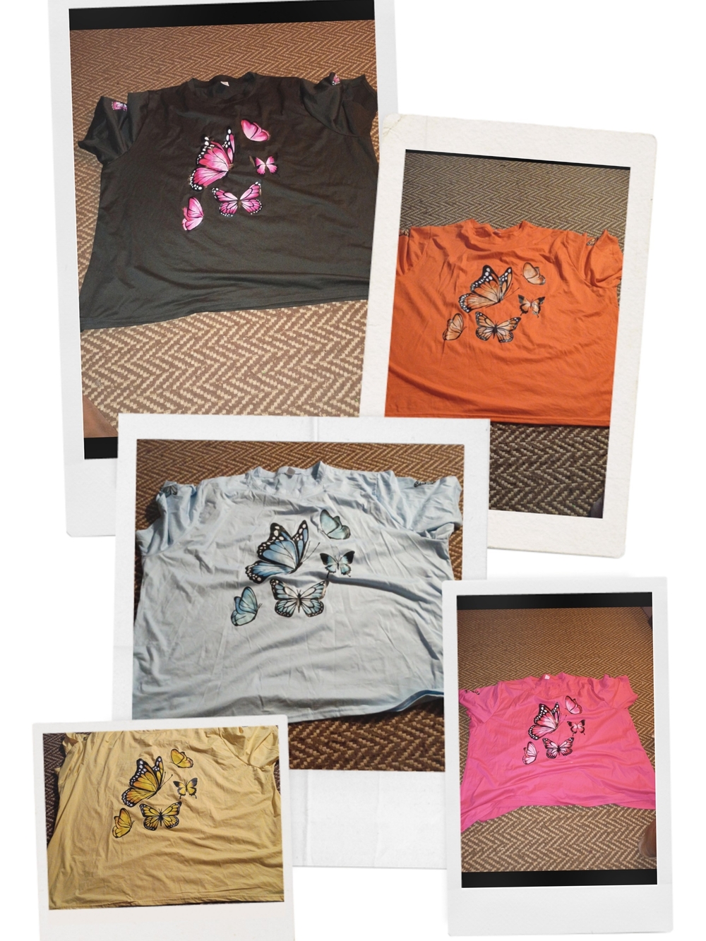 Women's Butterfly Graphic Tee - Pink, Blue, Yellow, Orange, Gray, Cream Options